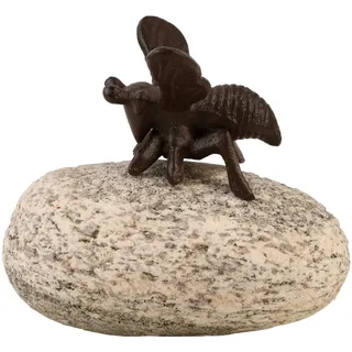 Biene auf Stein, braun, Gusseisen, Stein, 13,7 x 11,6 x 11,7 cm, 1,42 kg