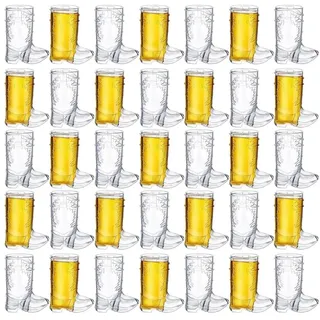 Pluuttiem 36 Stück 1 OZ Klare Cowboy-Gläser Mini-Cowboystiefel-Schnapsgläser Aus Kunststoff Western-Cowboy-Gläser Transparent