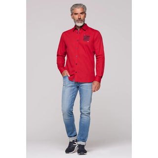 CAMP DAVID Strukturiertes Langarmhemd mit Rubber Prints rot 4XL