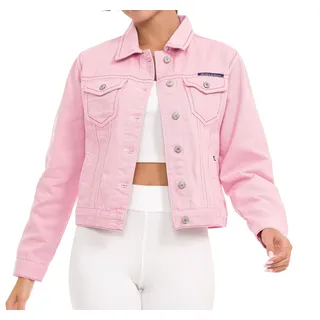 Cipo & Baxx Damen Jeansjacke Oversize Lang Denim Frezeitjacke WJ212 Pink S - S