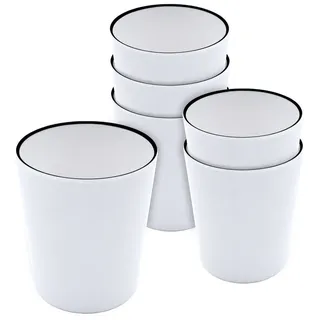 Spetebo Geschirr-Set Melamin Camping Geschirr weiß mit schwarzem Rand - diverse Sets (6-tlg), 4 Personen, Melamin, Picknick Outdoor Tafel Service