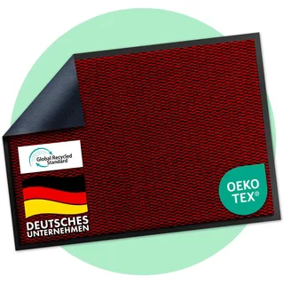 Floordirekt Premium Fußmatte für Eingangsbereich, 40x60cm Rot, Schmutzfangmatte für Innen und Außen, rutschfest & waschbar, Sauberlaufmatte für Flur, Teppich für Haustür, Sky Novo