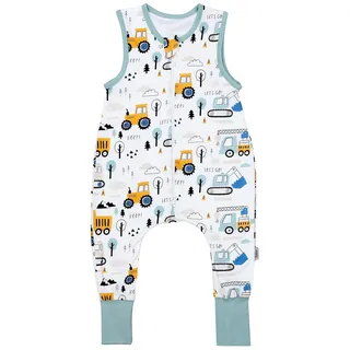 TupTam Baby Schlafsack Baustelle Bagger Traktor Light Petrol/ Gelb 0,5 TOG 68/74