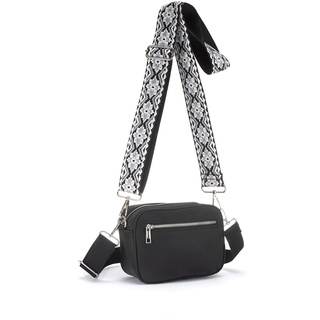Umhängetasche LASCANA Gr. B/H/T: 19 cm x 15 cm x 8 cm, schwarz Damen Taschen Handtaschen Handtasche mit auswechselbaren Schulterriemen VEGAN