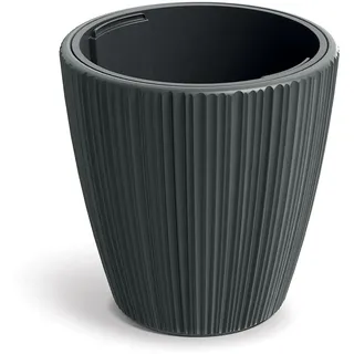 Tymar Blumentopf Gross mit Einsatz, Übertopf Hoch, Pflanzkübel, Blumenkübel aus Kunststoff_ORO (ø 30 cm; Dunkelgrau)