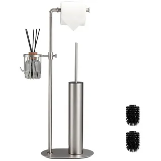 LuxusKollektion WC-Garnitur Toilettenpapierhalter Stehend Geb.Nickel 3in1