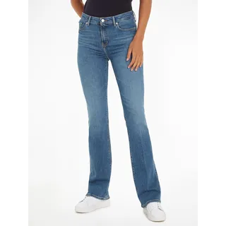 Bootcut-Jeans TOMMY HILFIGER Gr. 30, Länge 32, blau (mid blue2) Damen Jeans Bootcut mit Bügelfalten