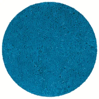 Badematte HIGHLAND, Höhe 40 mm, Badteppich Hochflor, 100% Polyester Microfaser, Anti-Rutsch Beschichtung, für Fußbodenheizung geeignet, waschbar 40°, schnelltrocknend, rund blau rund | Ø 60 cm x 0 cm x 0 cm x 40 mm