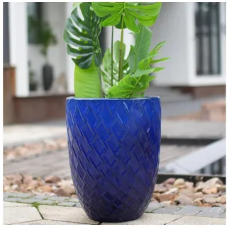 Rolipo Blumentopf Pflanzkübel 42cm durchmesser Keramik frostsicher handgefertigt blau