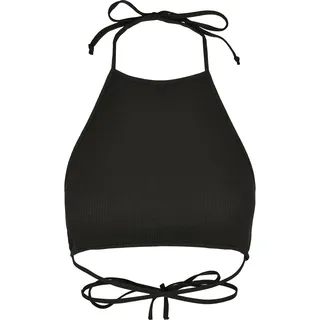 URBAN CLASSICS Rib Trapeze Cropped Top Schwarz