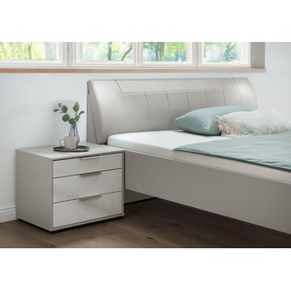 Nachtkonsole WIEMANN "Monaco" Sideboards Gr. B/H/T: 60 cm x 48 cm x 43 cm, 3, grau (kieselgrau, dekor, glas weiß) Nachtkonsolen und Nachtkommoden mit Glasfront, vormontiert