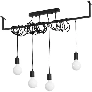 Modern Straight Bar Pendant 4 Light Black E27 Moderne Straight Bar Pendelleuchte 4-flammig Schwarz E27