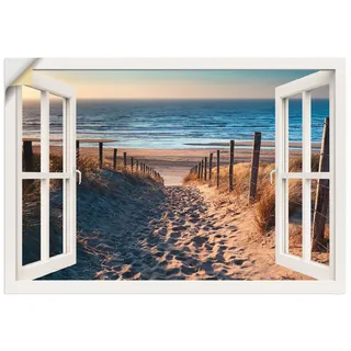 ARTland Wanddeko Wandtattoo selbstklebende Vinylfolie Fensterblick Fenster Strand Düne Meer Maritim Landschaft Küste Natur T6BV
