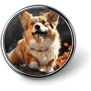 Niedliche runde Brosche mit Corgi-Hunde-Aufdruck. EIN Must-Have-Accessoire für Trendige Frauen. Ideal für Valentinstag, Geburtstag, Abschlussfeier.