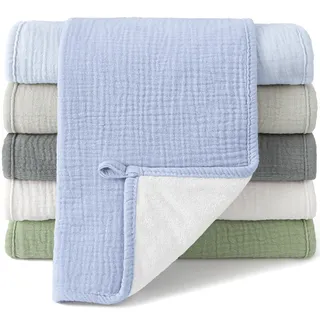 Bearmoss Moltontücher Baby 100% Baumwolle Weiche Spucktücher Baby,Saugstark Mulltücher 6er Pack 50x25 cm für Jungen Mädchen (BlauGrün)