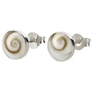 schmuck23 Paar Ohrstecker Ohrringe Muschel Shiva Eye 925 Silber Damen Mädchen, Kinderschmuck Mädchen Geschenk echte Silberohrringe silberfarben