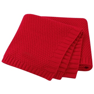 Babydecke Colorful Knitted Baby Decke Erstlingsdecke Kuscheldecke Strickdecke für Neugeborene Jungen Mädchen Kinder 90x90cm (Rot)