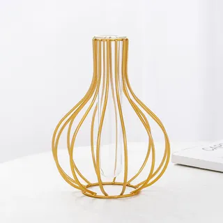 Elegante Hydrokulturvase Aus Eisen Mit 12x16cm Kristallglasrohr, Schwarz Oder Gold, Für Rosen, Bambus Und Künstliche Pflanzen (eine Vase)