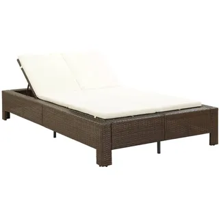 vidaXL 2-Personen-Sonnenliege 220 x 130 x 35 cm Braun/Cremeweiß