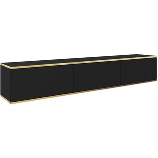 Mirjan24 Orenate TV-Lowboard 175x30x32 cm Schwarz/Gold Holzwerkstoff