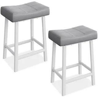 GarveeMore Barhocker aus PU-Leder, Barstuhl 2/4er Set Bistrostuhl Küchenhocker (2 St) grau