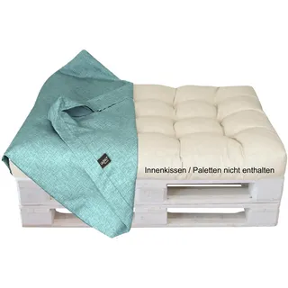 LILENO HOME Palettenkissen Bezug Aqua hell - Ersatzbezug für Sitzteil 120 x 80 x 16-20 cm - Polster Bezug für Europaletten - Palettenkissen Outdoor Hülle für Palettenmöbel