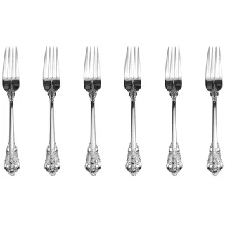 ZFQ Silber Besteck-Set Barock, Antik Look, aus 18/10 Edelstahl Spiegelpolierte, ideal für Haus, Küche, Restaurant, Hochzeit, Partys, Nachmittagstee, Teegabeln 6-teiliges, Länge 15.3cm
