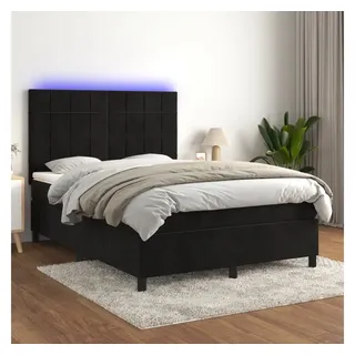 vidaXL Boxspringbett mit Matratze & LED Schwarz 140x200 cm Samt