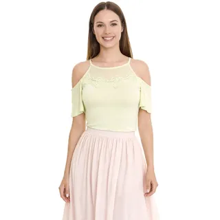 MELROSE Damen Off-Shoulder-Shirt mit Blumenborder elegantes Ausgeh-Top 11037716 Grün - 42