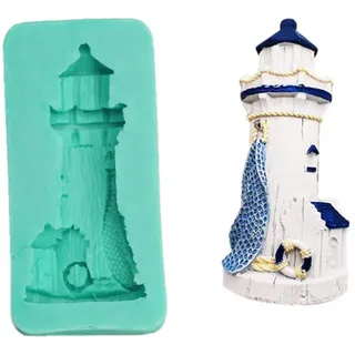 AIUII Resin Silikonform 3D Leuchtturm DIY Kerze Herstellung Schimmel, Hausgemachte Fondant Kuchen Backgeschirr Tablett Sugarcrm