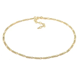 Fußkette ELLI "Figaro Fußkettchen Basic 925 Silber" Gr. 28, gold, Fußketten, Damen, 28cm, Silber 925 (Sterlingsilber)
