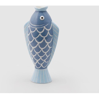 EDG Enzo De Gasperi Vase Fisch 26cm Keramik Hellblau Blau