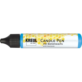 KREUL 49730 - Candle Pen, blau-metallic, 29 ml, Kerzenstift mit feiner Malspitze, Farbe mit Bienenwachs zum Verzieren & Bemalen von Kerzen