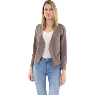 malito more than fashion Jackenblazer malito Damen Blazer ohne Kragen, Sakko im Basic Look, Kurzjacke mit Sweatblazer im Basic-Look braun XXL