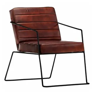 vidaXL Sessel Dunkelbraun Leder 58,3 x 75,1 x 0 cm Braun