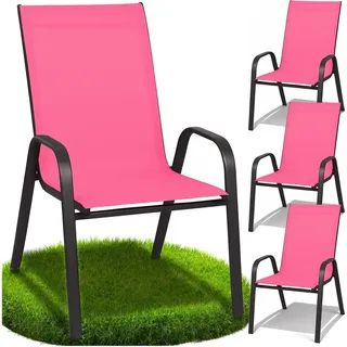 Zolta Metall-Gartenstühle Stapelstuhl 55 x 80 x 89 cm rosa 4 St.
