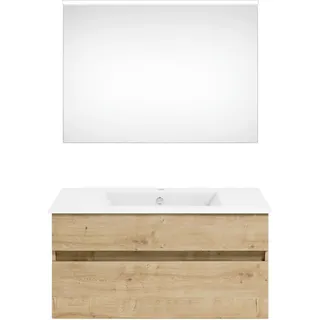Puris Badezimmer Get2You, Eiche, Holzwerkstoff, 2 Schublade(n) Schubladen, 92 cm, Goldenes M, Made in Germany, hängend, Badezimmer, Badmöbelsets & Badmöbelserien, Badmöbel-Set