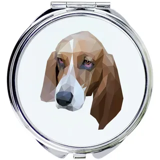 Basset Hound - Spiegel mit Foto und geometrischer Aufschrift von Art-Dog