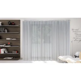 Sun World Maßgeschneiderte weiße Voile Store Gardine, inklusive Blei und Automatik Faltenband 1:2,5, 3er Falte, Vorhang nach Maß, Höhe 90 – 295 cm (235x900cm/HxB)
