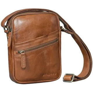 STILORD "Naro Stilvolle Umhängetasche Herren Leder Klein – Echtleder Crossbody Bag Kompakte Herrentasche Zum Umhängen für Tablet bis 10 Zoll Kleine Messenger Bag Alltag & Reisen Farbe:brandy - cognac - S