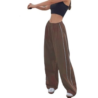 jalleria Loungepants Freizeithosen für Damen, Yoga-Sporthose, weites Bein elastische Taille braun