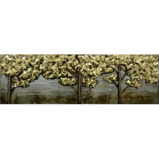Monee Metallbild, Gold, Metall, rechteckig, 55x180 cm, Handmade in China, 3D-Effekt, Bilder, Metallbilder