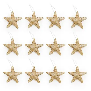 Salcar Christbaumschmuck Strohsterne für Weihnachtsbaum Dekohänger Weihnachtsbaumschmuck Stern (12-tlg), Natürlicher Christbaumschmuck, Ø 6cm - 12 STK 6 cm