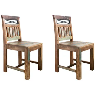 MASSIVMOEBEL24.DE Stuhl Massivholz mehrfarbig 2er Set