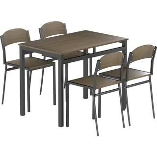 HOMCOM Esstisch-Set – Runder Küchentisch mit 4 Stühlen, Modernes Design, Metallgestell, für kleine Räume, Dunkelbraun/Schwarz   Aosom
