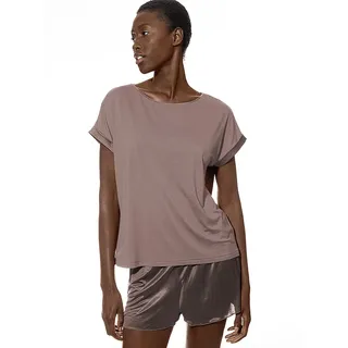 MEY Pyjama-Oberteil Unifarben Braun XL