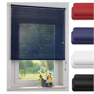 ourdeco® Jalousie aus PVC / 110 x 160 cm (Breite x Höhe) / Farbe orientblau/lichtdurchlässig bis Blickdicht/Einfache Montage an Wand oder Decke