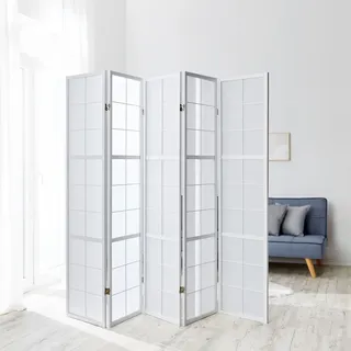 Homestyle4u Paravent Shoji in Weiß 220x175 cm 439