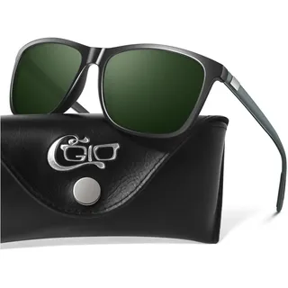 CGID Sonnenbrille Herren Polarisiert Damen Ultraleichte Al-Mg Metallrahmen Rechteckig Vintage UV400 Schutz Rechteckig Eckig mit Federscharnier - M