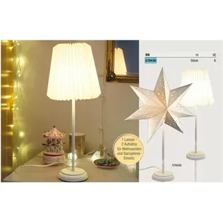Hellum, Tischlampe, Tischlampe mit Wechselschirm Weihnachten Papierstern order Design Papier-Lampenschirm, Weiss